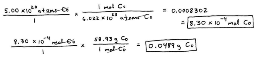 Atoms to Moles, and Atoms to Grams Examples