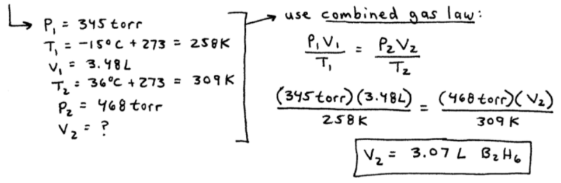 Combined Gas Law Example