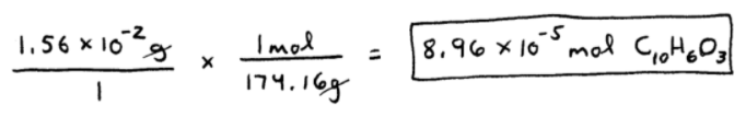 Grams to Mole Calculation