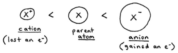 Relative Sizes of Cations and Anions