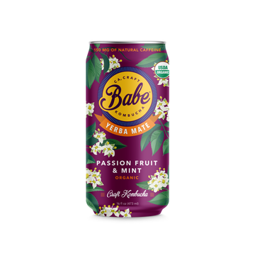 Babe Kombucha w/ Yerba Mate w/ Passion Fruit and Mint 12CT 16OZ Loose CANS