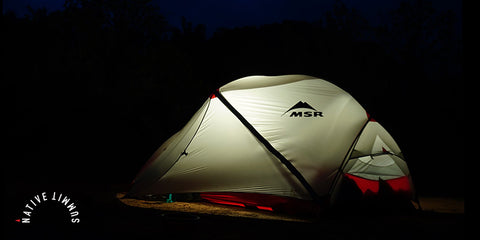 MSR Hubba Hubba 2 Person Lightweight Backpacking Tent at night