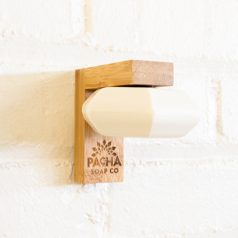 Image of Shampoo & Conditioner Bar on a Bamboo Magnetic Soap Holder