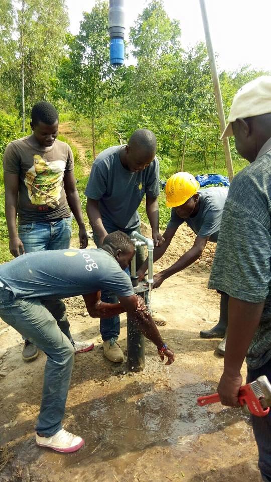 Image of drilling team drilling their first clean water well