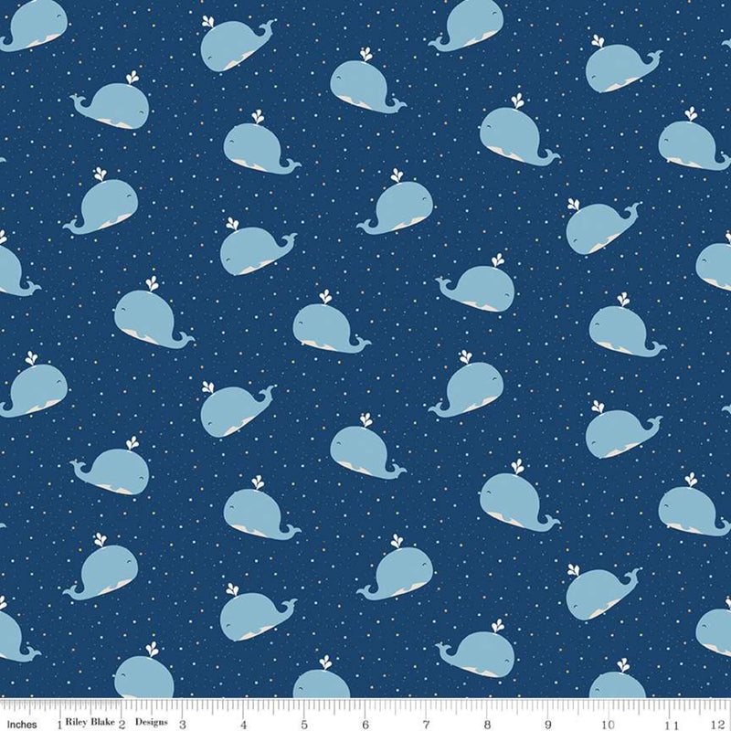 Flannel Navy Whales by Echo Park Paper Co. for Riley Blake Designs | SKU #F10622-NAVY