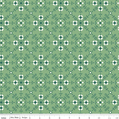 Bee Plaids Bushel C12030 Green by Riley Blake Designs - Geometric  Tone-on-Tone Dashed-Line Lattice - Lori Holt - Quilting Cotton Fabric