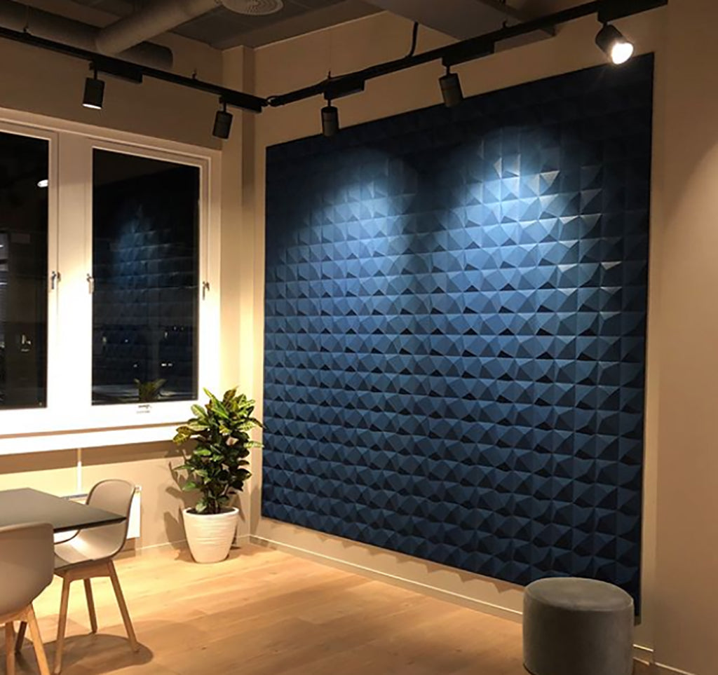 3D deep blue wall panels design