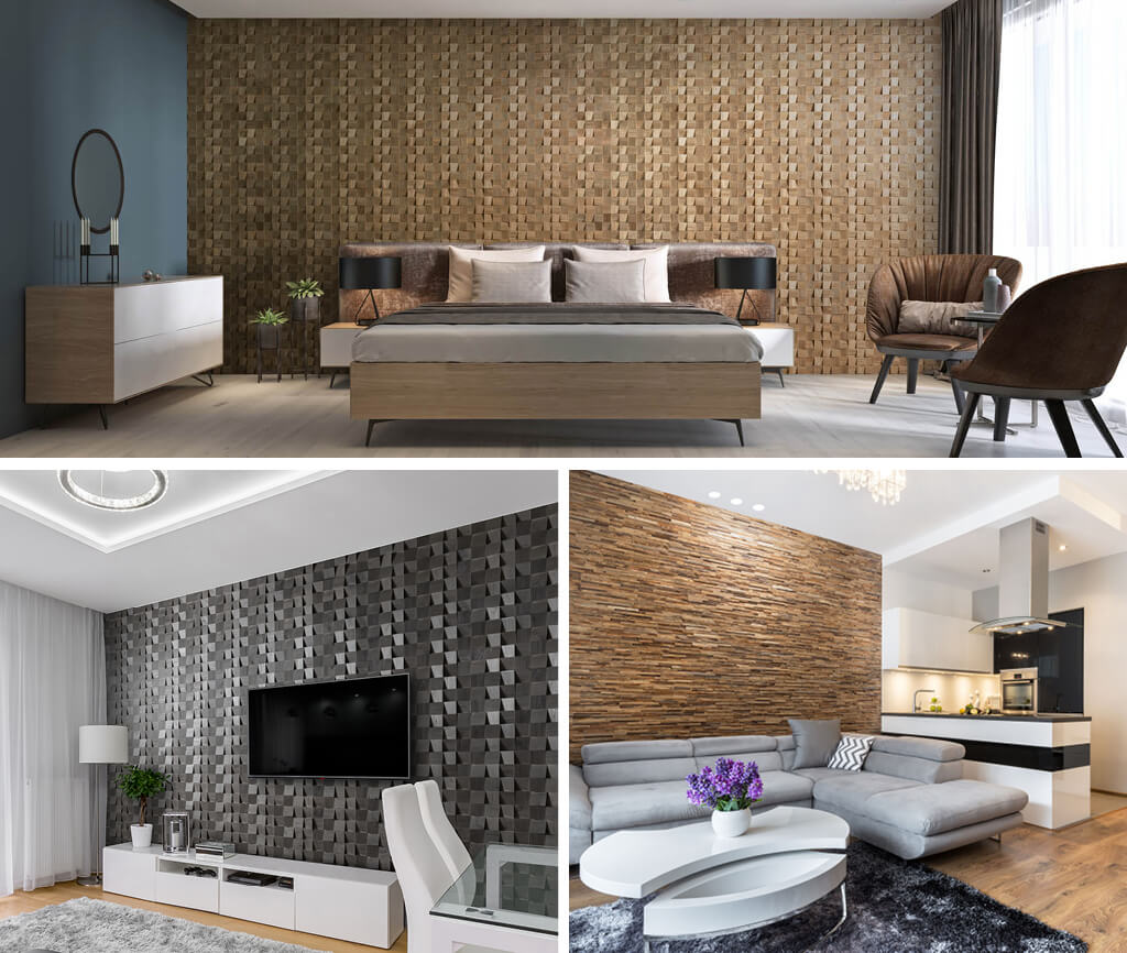 3D wooden feature wall designs in homes