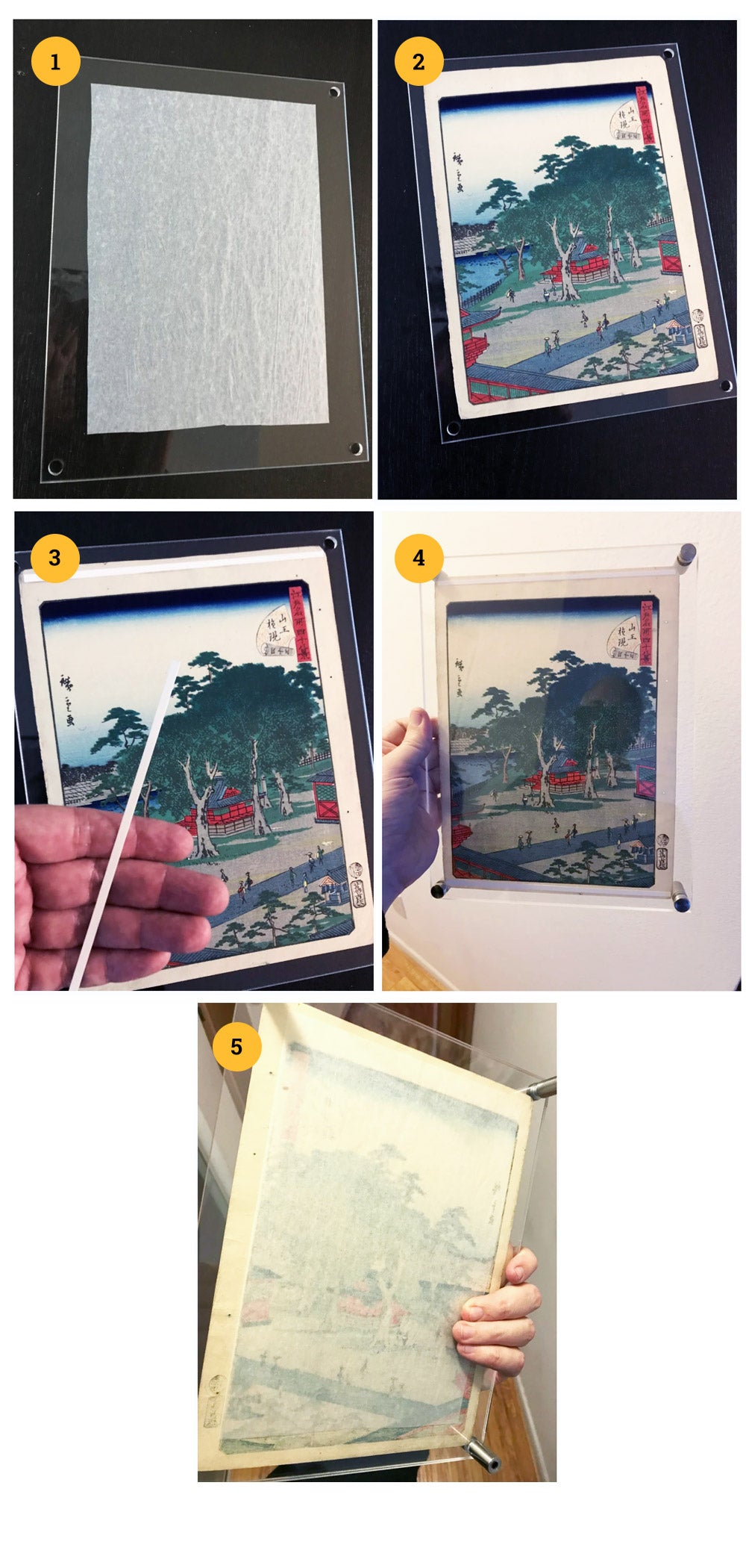 framing woodblock prints with acrylic