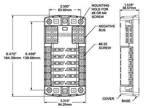 Blue Sea Fuse Block 12 Terminal w/neg