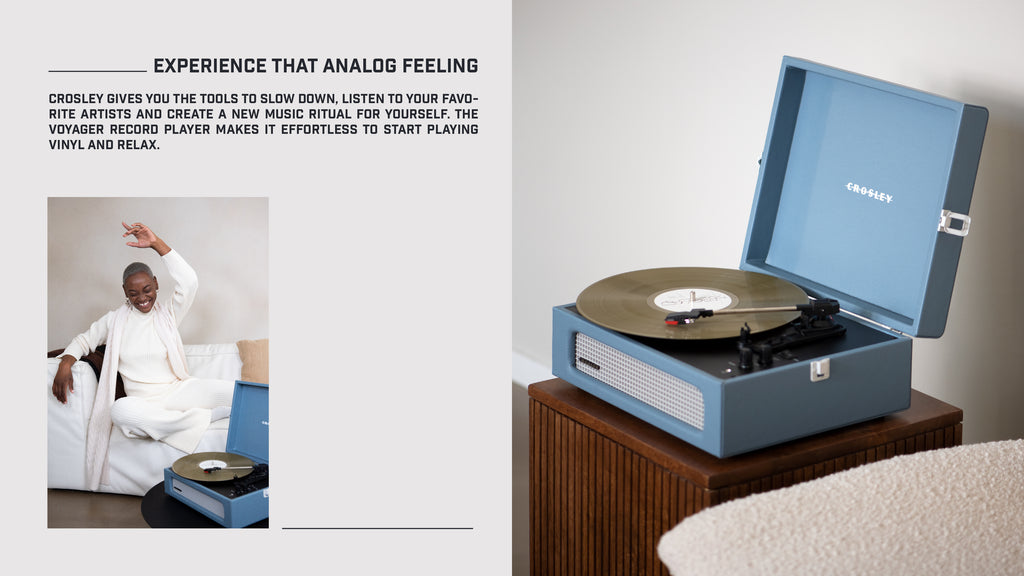 Crosley Radio Europe | Tourne-disque vinyle Bluetooth - Voyager Bleu délavé