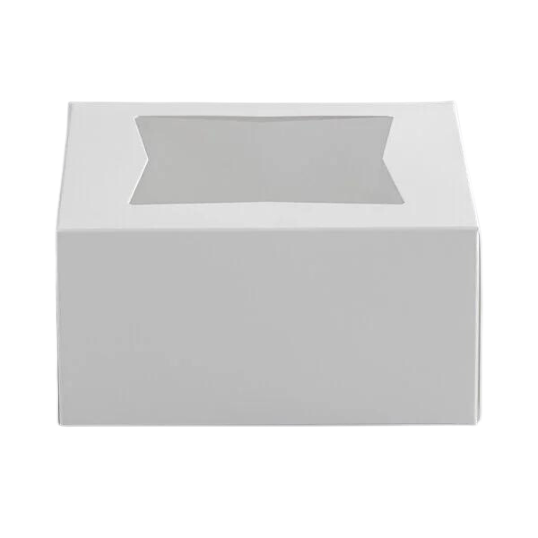 Baker's Mark 6" x 6" x 3" White Auto-Popup Window Bakery Box - 200/Case