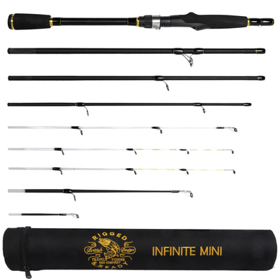 Infinite Ultimate Compact Spin Baitcast Fly Travel Fishing Rod 25-IN-1 –  Rigged and Ready