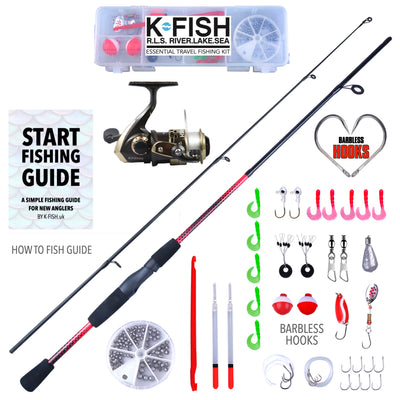 K-Fish Telescopic Fishing Rod + Reel Combo + line. 6' 11” (2.1m) + Fis –  Rigged and Ready