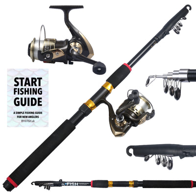 K-Fish Starter Fishing Set  Rod Reel Tackle Box & Handy Guide – Rigged and  Ready