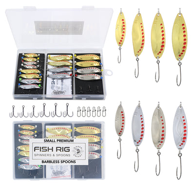 12 Large Premium Spinners & Spoons Set Fish Rig 100% Barbless – Rigged and  Ready