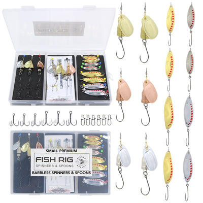 16 Small Premium Fishing Spoons Set Fish Rig 100% Barbless