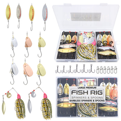 9 Small Premium Spinners Set Fish Rig 100% Barbless – Rigged and Ready