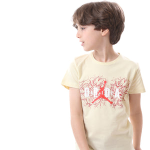 Ladore Boys Brown Zig Zag Printed Round Neck Cotton T-shirt - Ladore 6-7Y