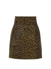 Load image into Gallery viewer, GANNI Paperbag-waist leopard-jacquard skirt