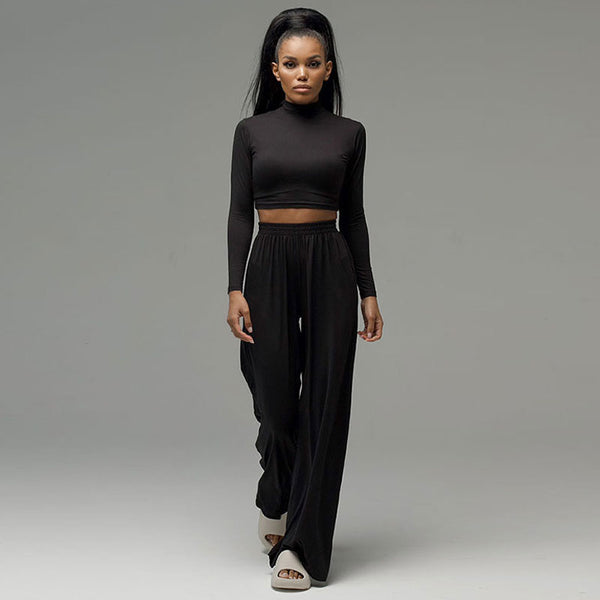 Street Style Solid Color Cut Out Wide Leg Skinny Flare Pants - Black –  Trendy & Unique