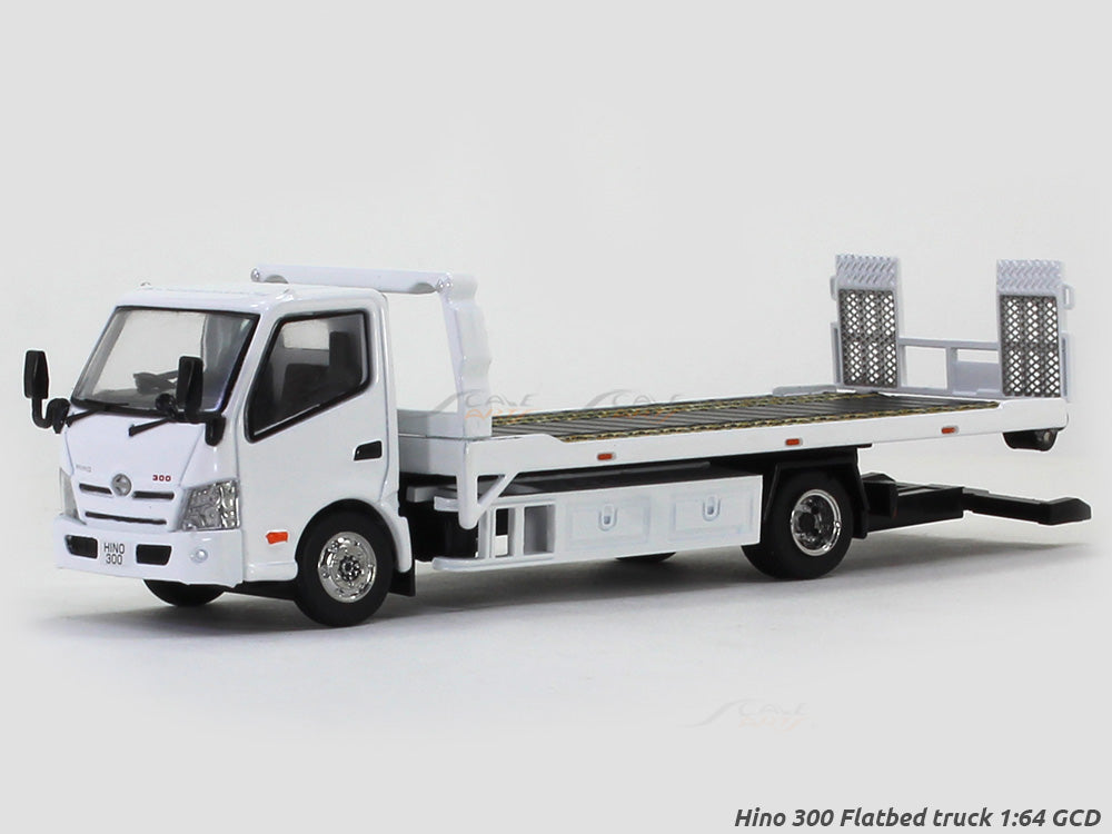 Hino 300 Flatbed truck white 1:64 GCD scale model miniature tr | Scale Arts