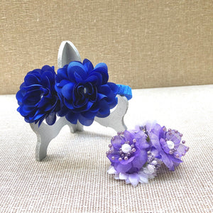 Diadema flores satín - Azul rey – Maga Diseños B&E