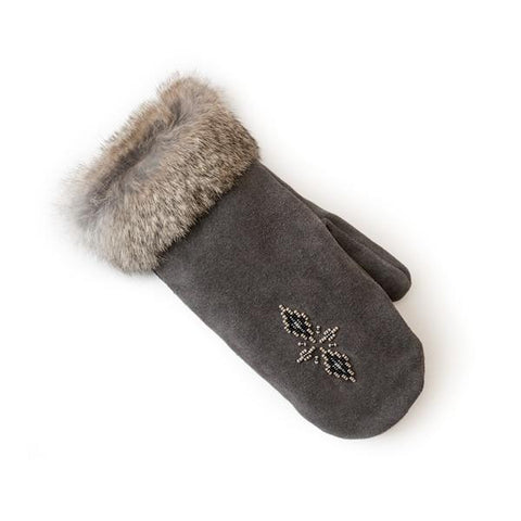 suede fur lined mittens