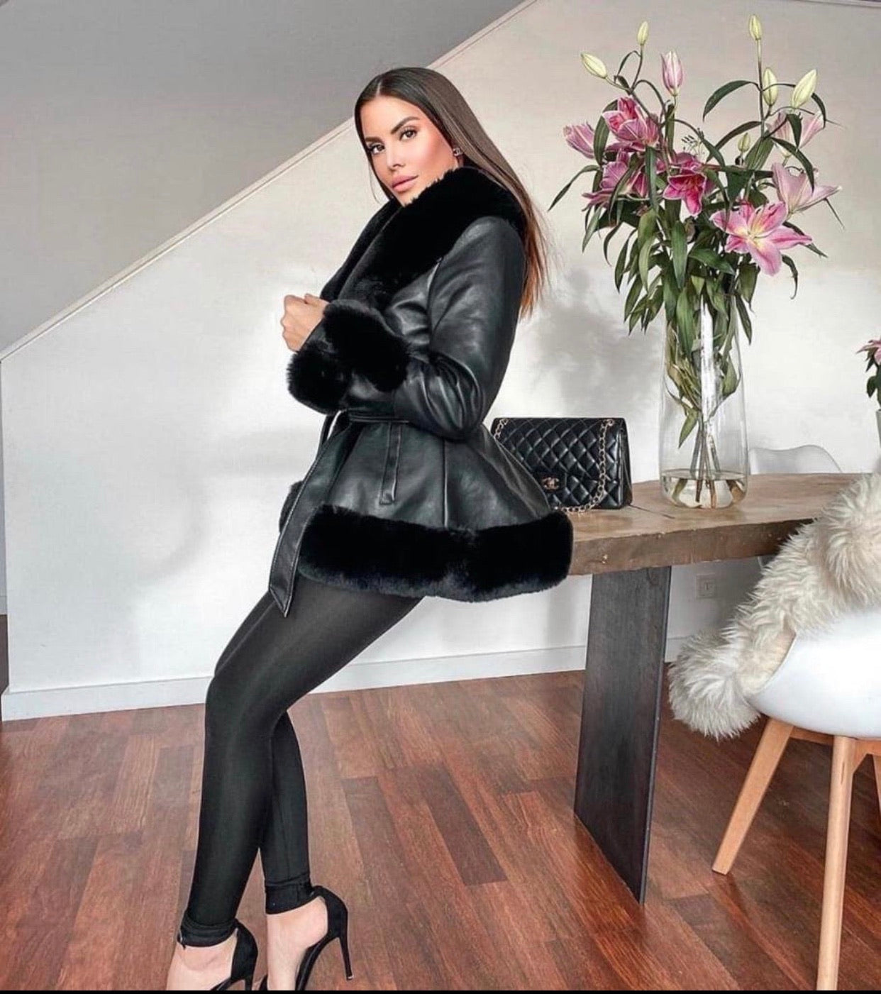 Freya Belted Fur Coat - Black – GlamDoll Fashion