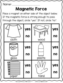 magnet worksheets for kindergarten