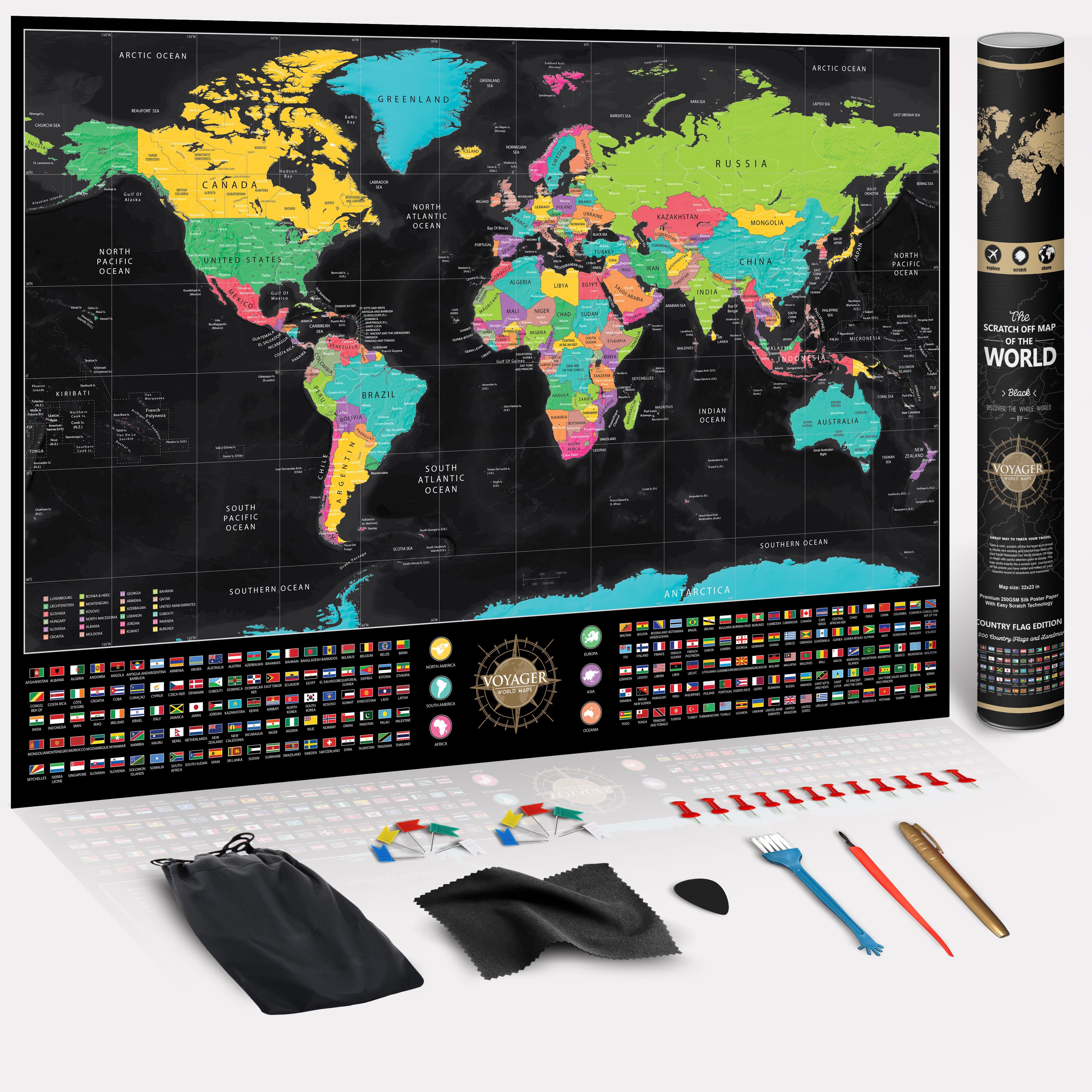 world map scratch off Voyager Deluxe Scratch Off World Map 60 Off Voyager World Maps world map scratch off