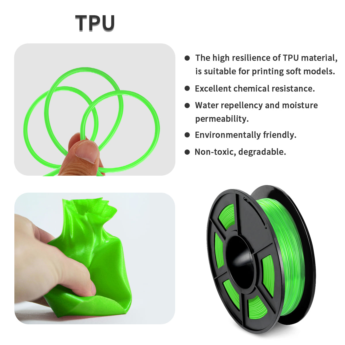 Tpu Filament 1.75mm 0.5kg High Accuracy Flexible Tpu 3d Printer Filament  For Printing Keyrings Insoles Mobile-phone Cases