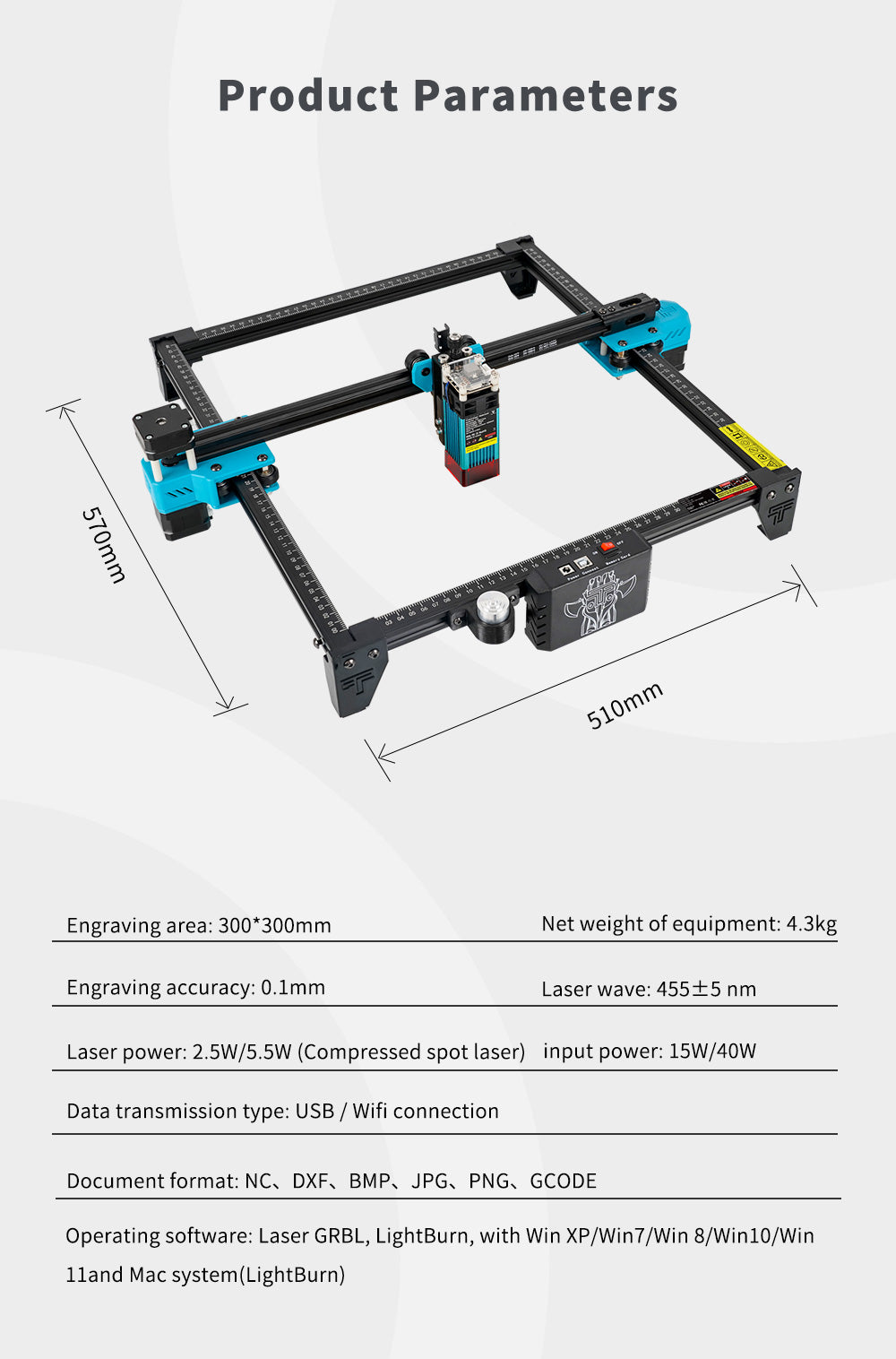 TTS-55 DIY Laser Cutter Machine Hobby Laser Engraving Machine Twotrees
