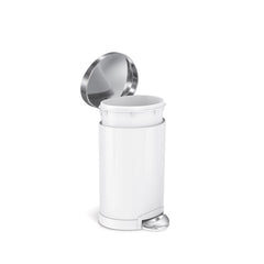 6L semi-round step can - white finish with stainless steel lid - inner bucket out of can image