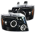 For Chevy Tahoe Avalanche Suburban LED Dual Jet Black Halo Projector Headlights Pair