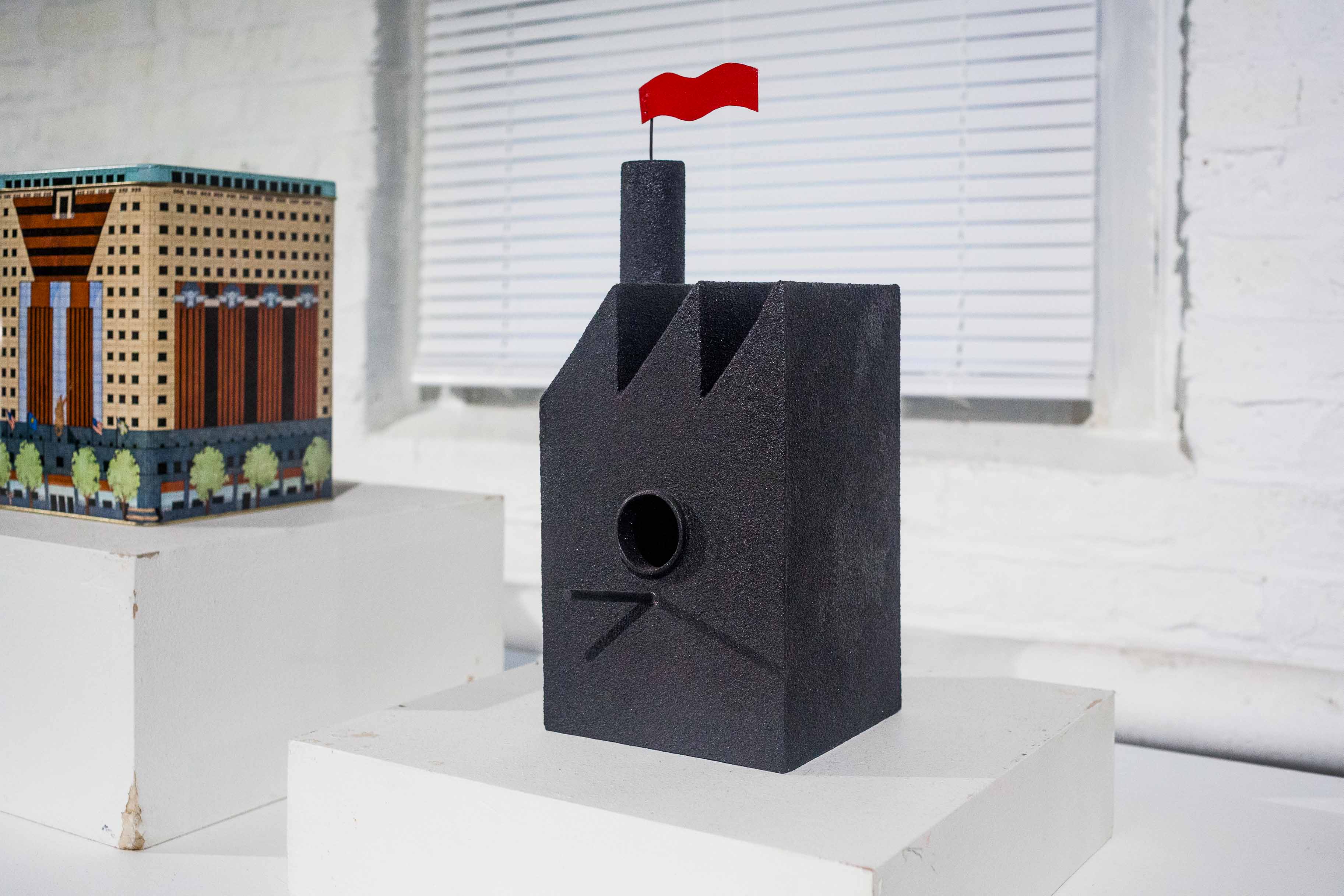 JR SARGENTI, FACTORY BIRDHOUSE, SIGNED PIECE UNIQUE, HANDMADE FROM RECYCLING MATERIAL, 2020 USA
