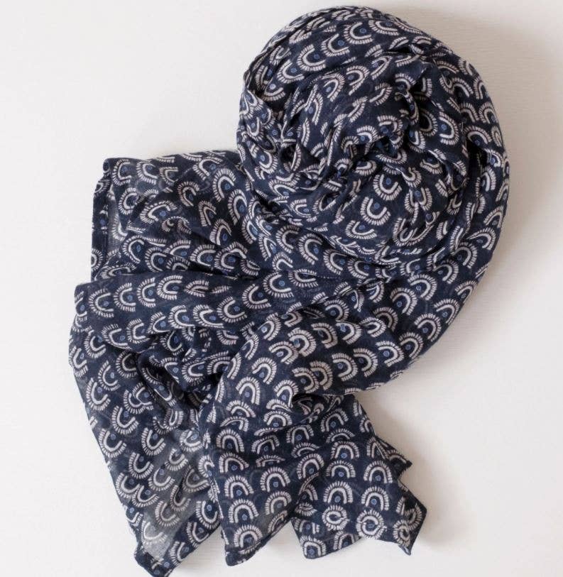 A navy blue scarf scrunched up 