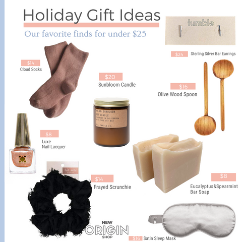 New Origin Shop Holiday Gift Guide Favorite Gifts Under $25