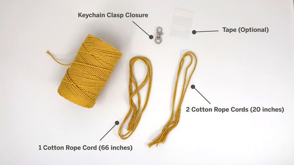 Macrame keychain materials, cotton rope, keychain clasp