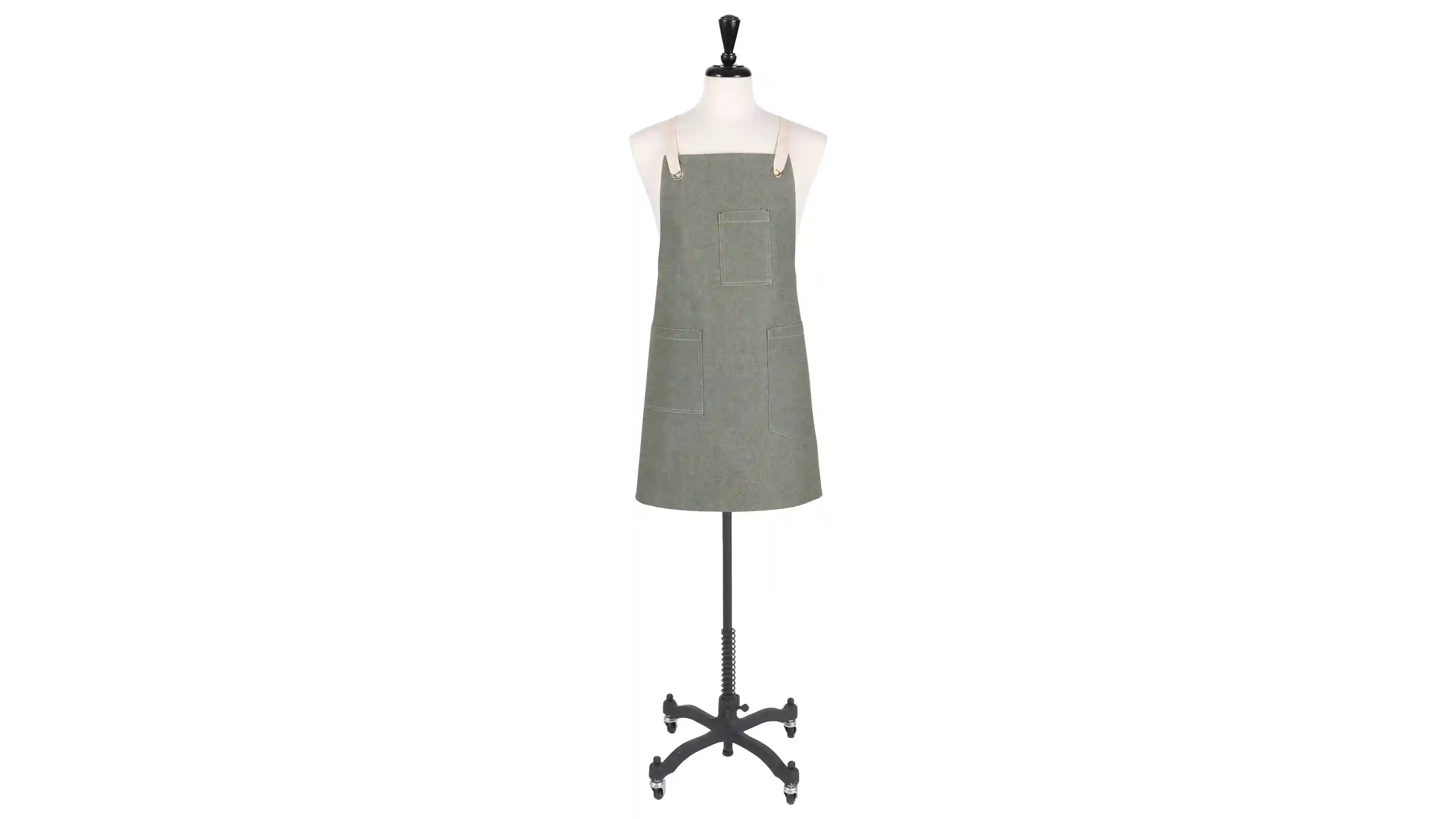 A chambray apron on a mannequin 