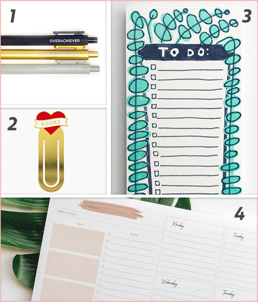 Bookmarks, Pens, To Do Lists, Planners