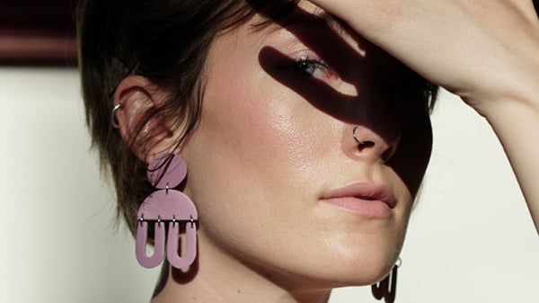 Meet The Maker - Shop Uh-huh - Model in Pink Earrings