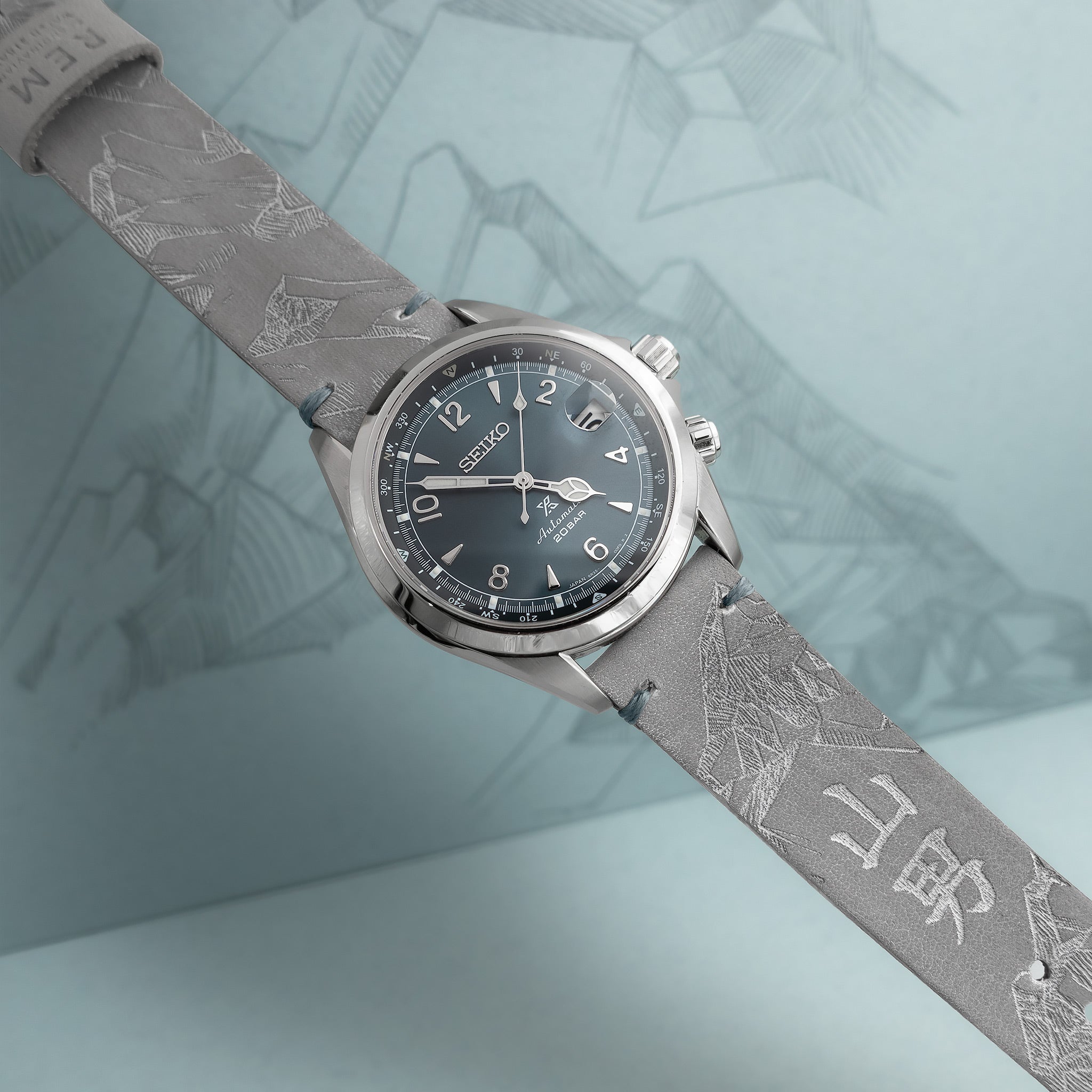 REM – Yama-Otoko – Laser engraved watch strap for Seiko Alpinist – REM  Straps