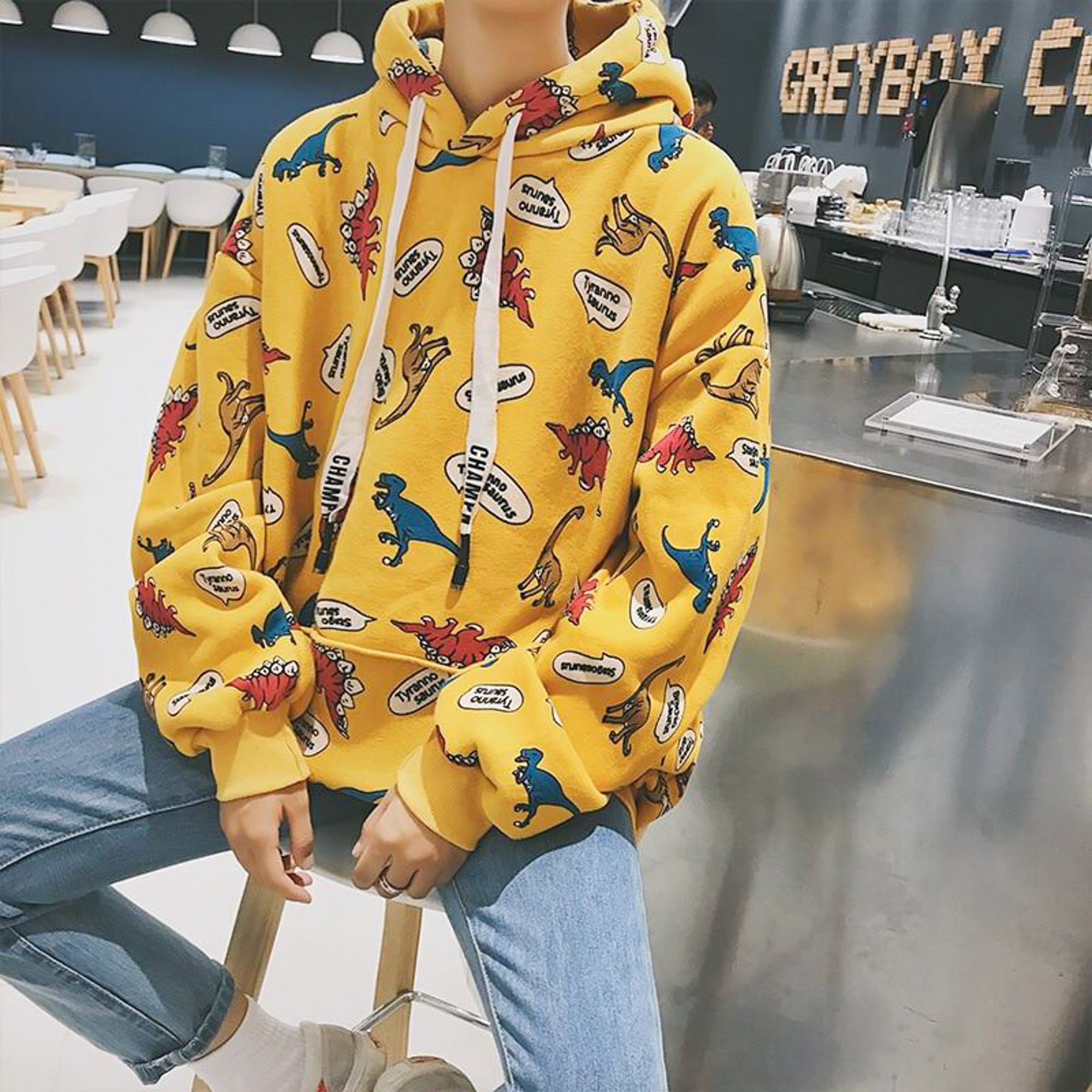 yellow dinosaur hoodie