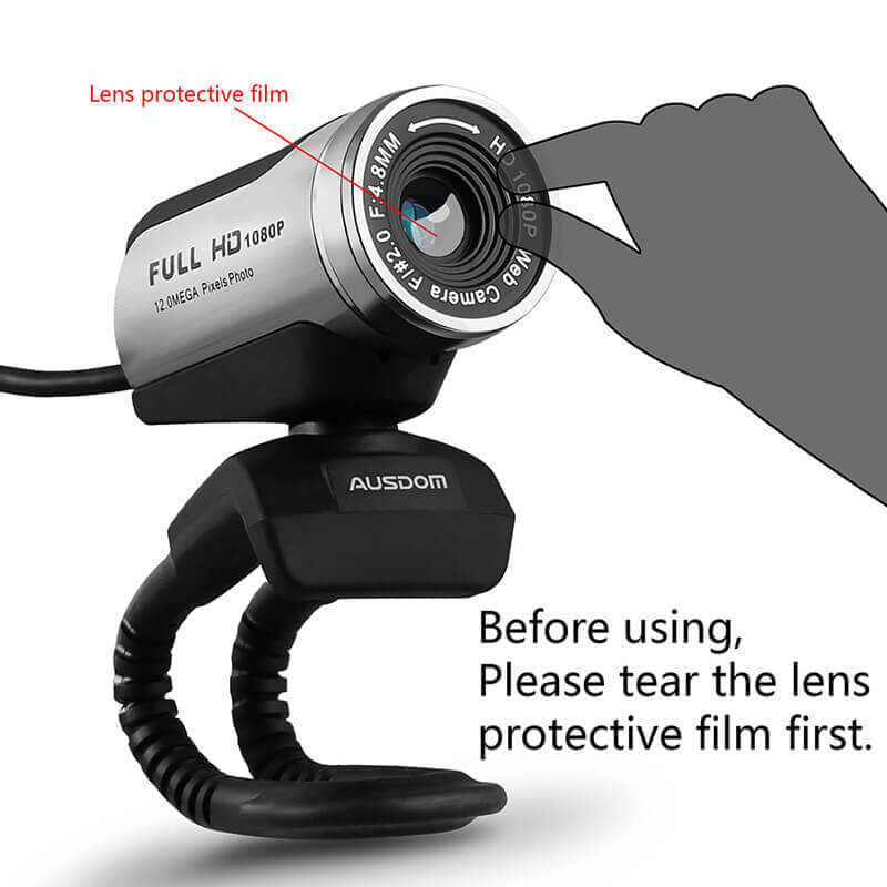 AUSDOM AW615 1080P PC WebCam 12MP with Built-in Mic