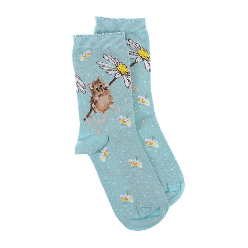 Wrendale Designs Mouse Sock with Gift Bag - Oops a Daisy