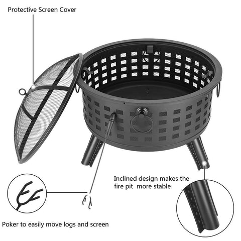 Outdoor Propane Gas Wood Burning Metal Fire Pit