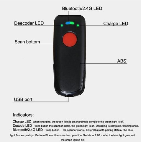 Details of the wireless bluetooth bar code scanner 
