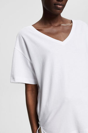White- Containing TENCEL™: V-neck T-shirt