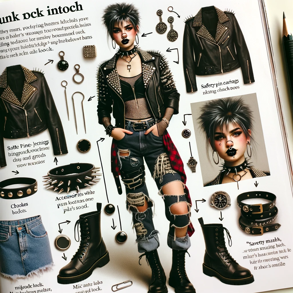 A photo representing a punk rock style guide from a magazine spread